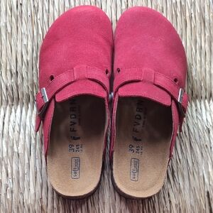 Red Suede Mules